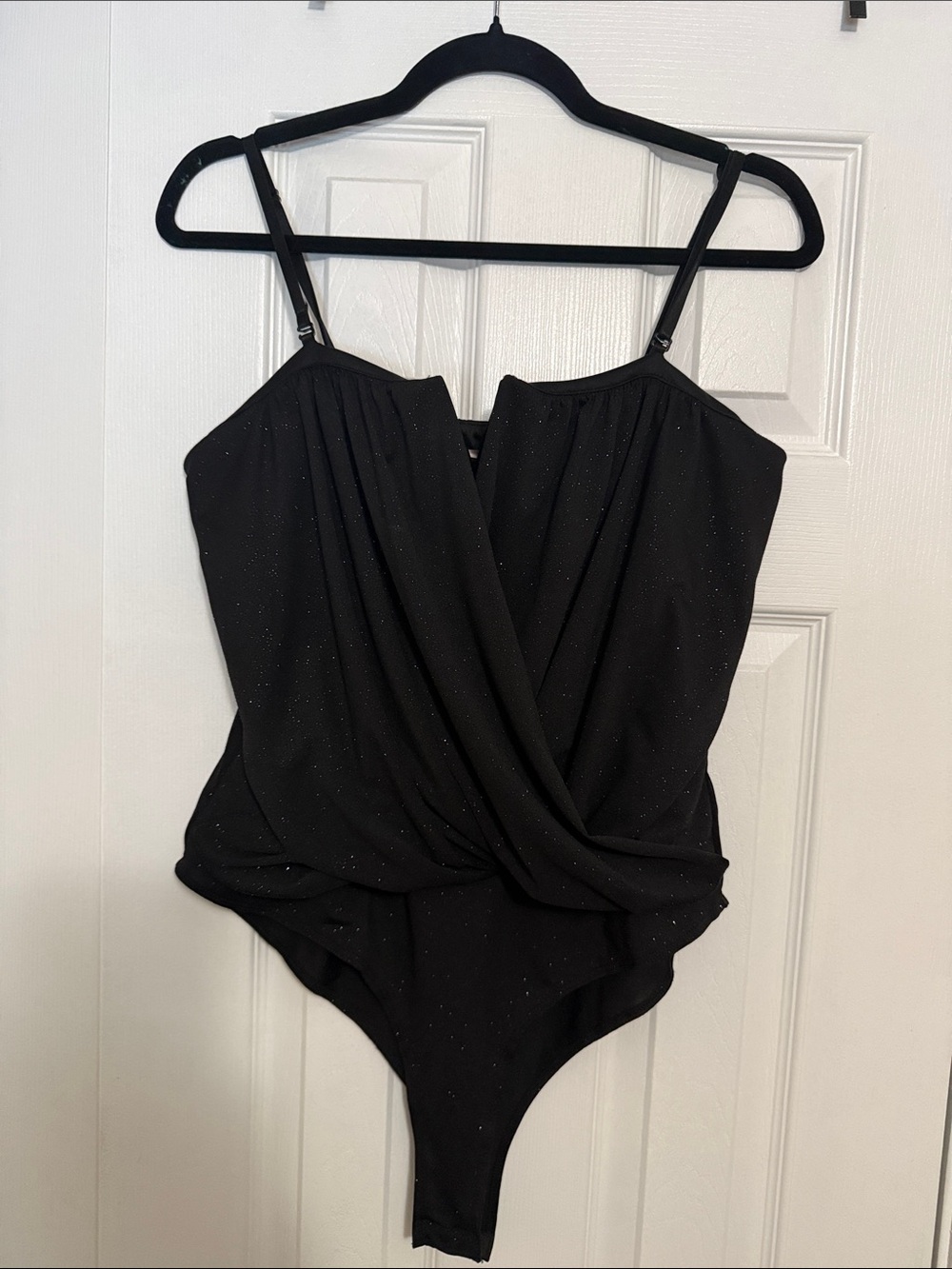 Black Sparkle Draped Women's Bodysuit